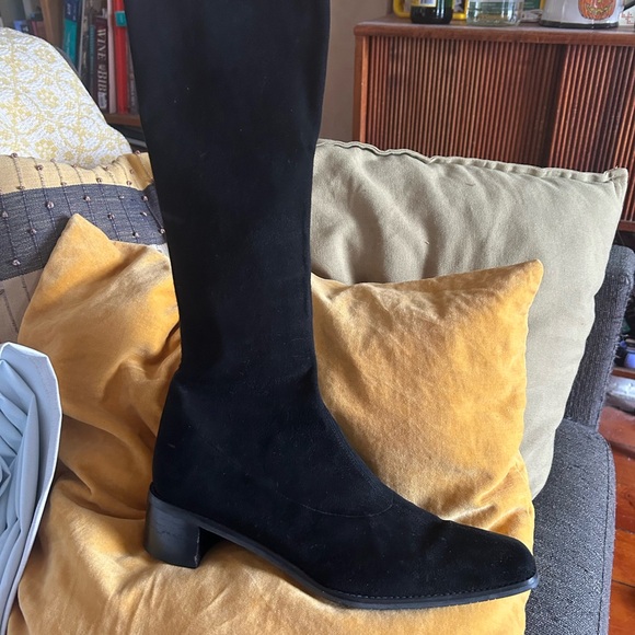 Stuart Weitzman Shoes - Stuart Weitzman Black Suede Square Toe Boots